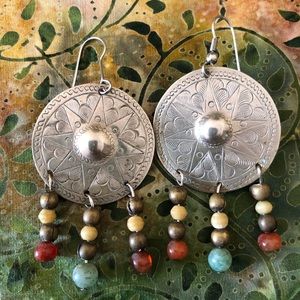 Vintage Beaded Tin Boho Earrings